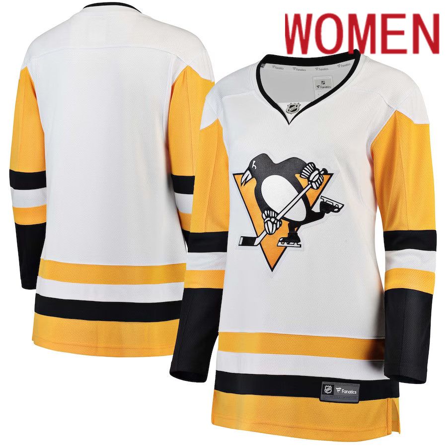 Women Pittsburgh Penguins Fanatics Branded White Away Breakaway NHL Jersey->women nhl jersey->Women Jersey